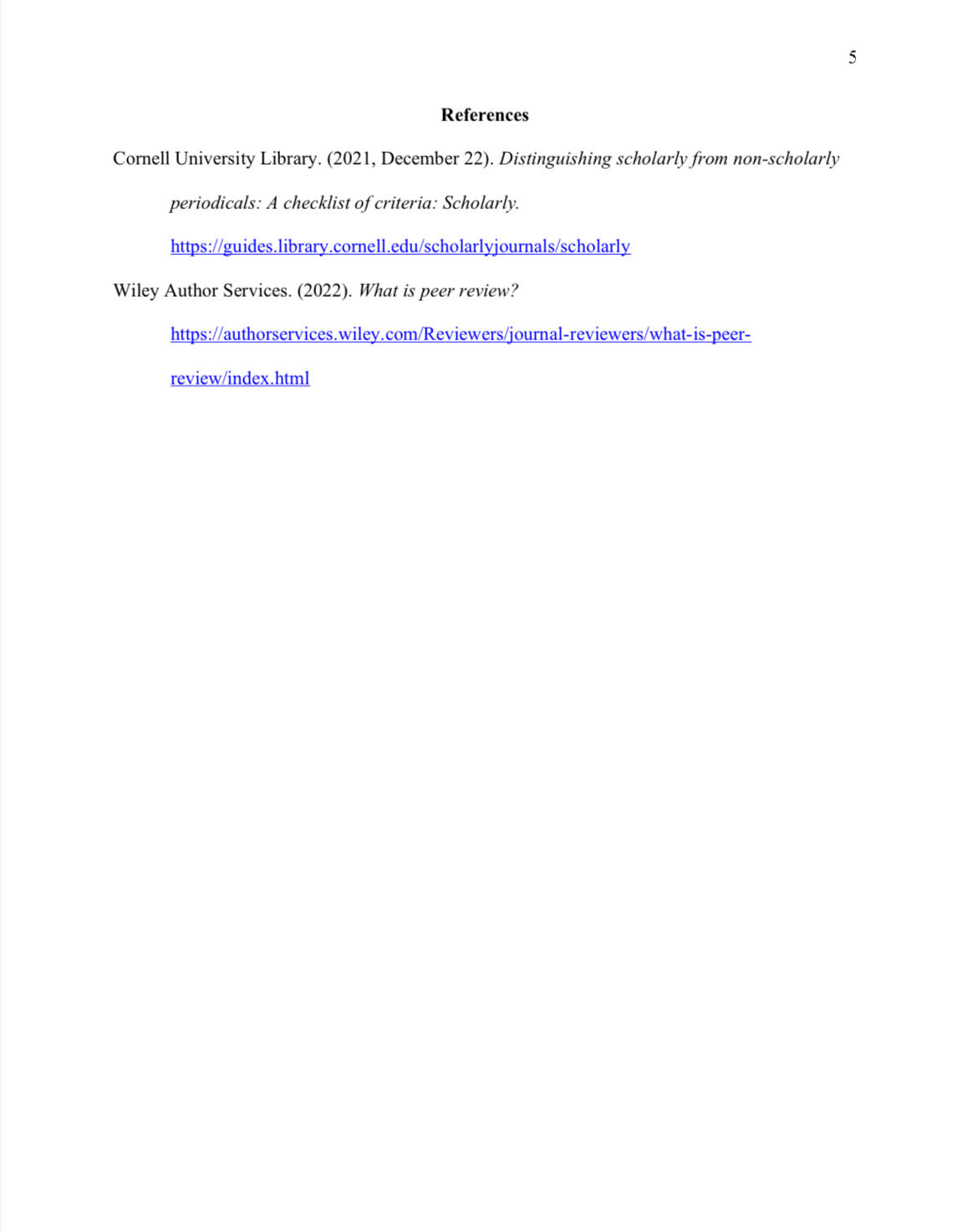 Journals Analysis Assignment, refs