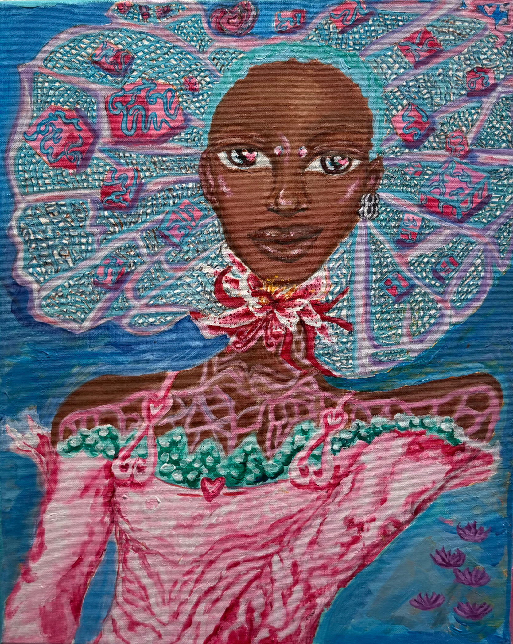 SpiderLily’s Stargazer - 18x20 - Mixed Media on Canvas - August 2024