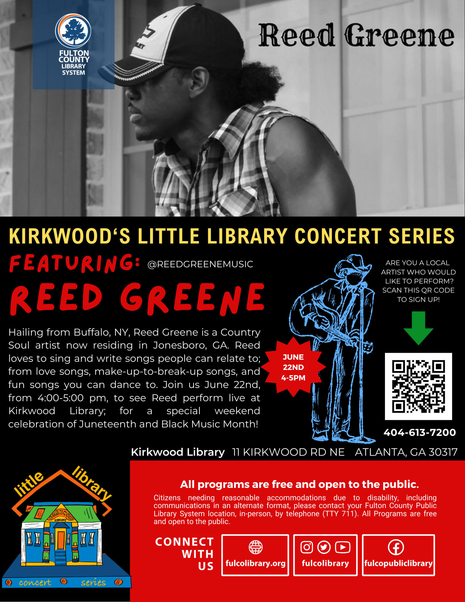 Reed Greene, Little Library Concert Series, Juneteenth Edition, Summer 2024