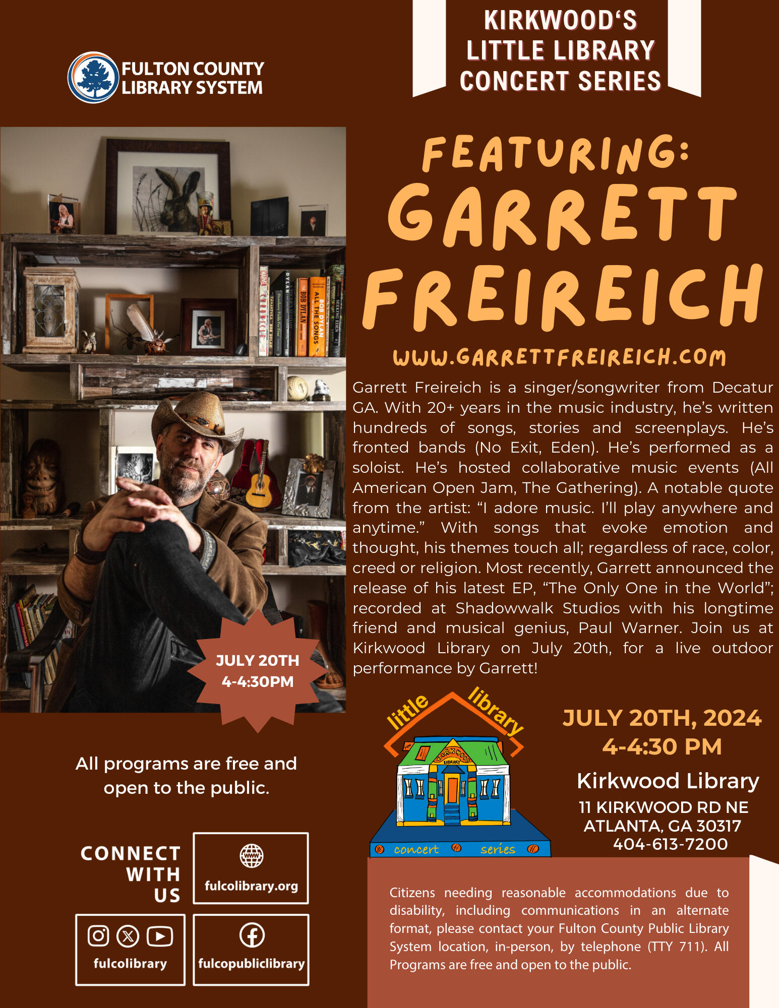 Garrett Freireich, Little Library Concert Series, Summer 2024