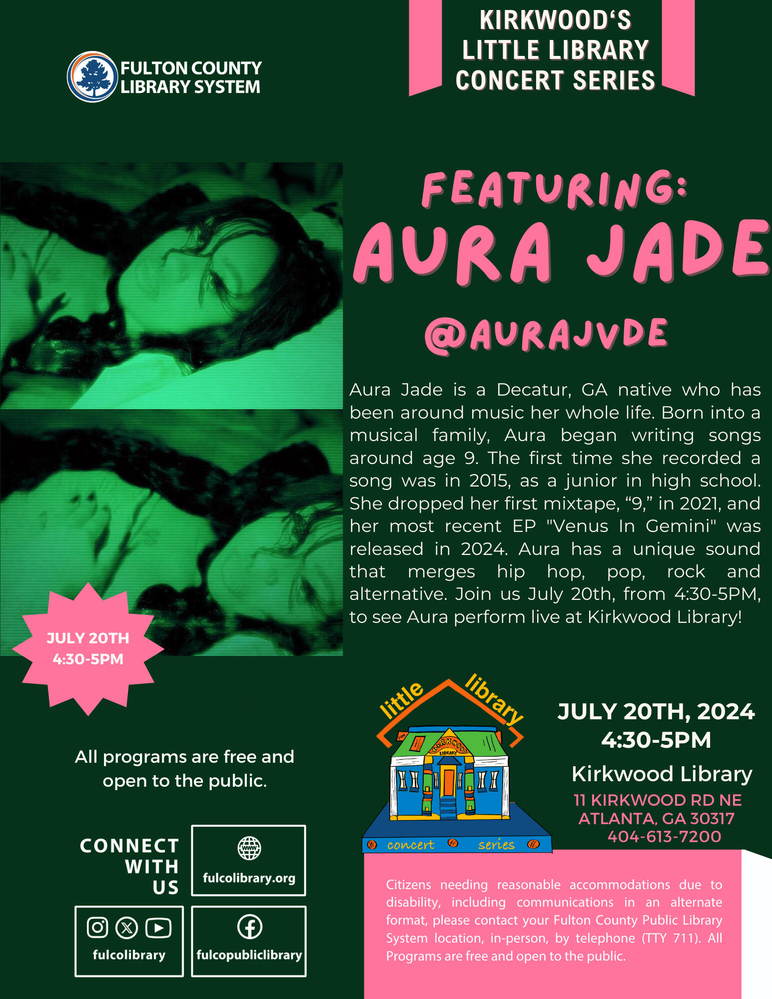 Aura Jade, Little Library Concert Series, Summer 2024